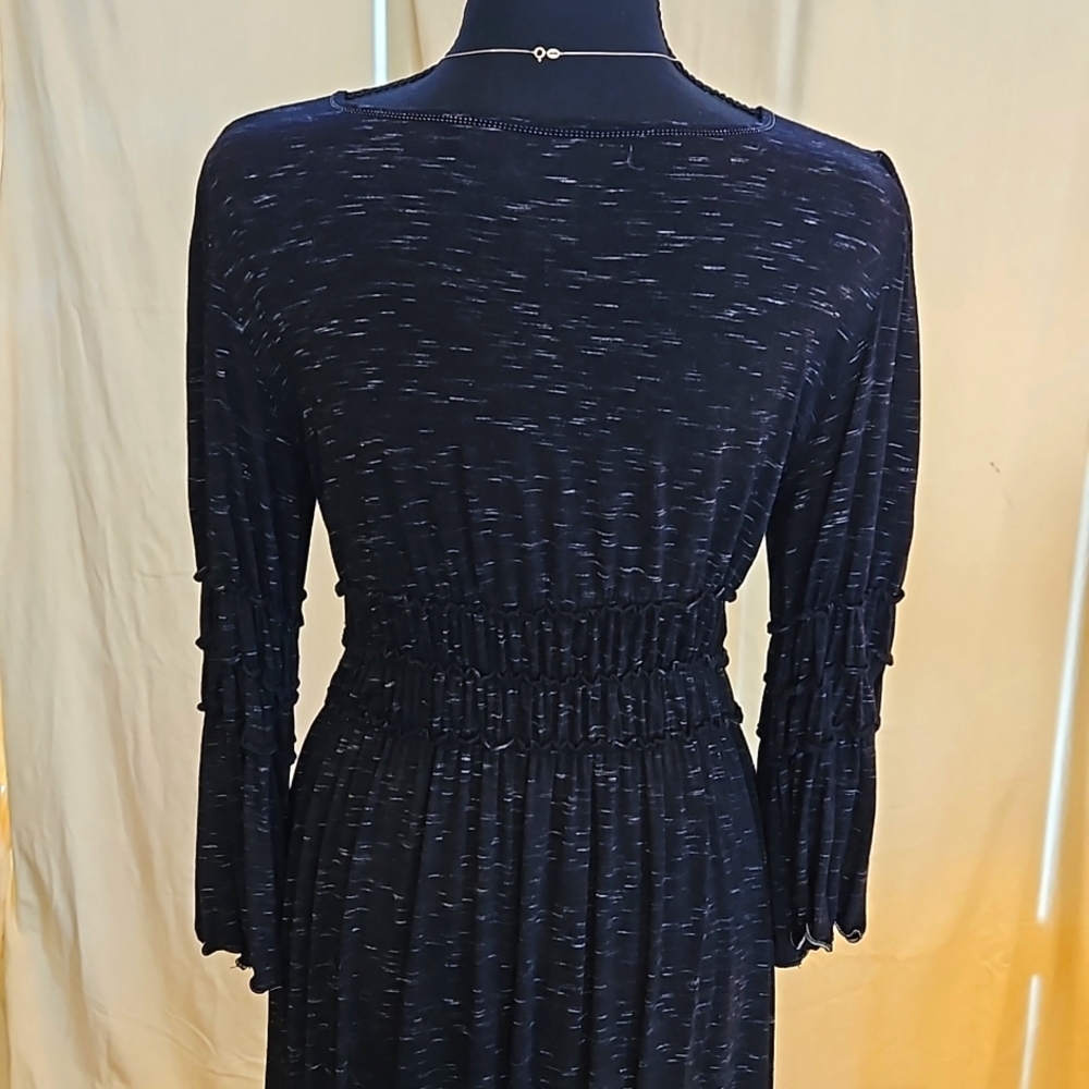 Max Studio V-neck 3 Quarter Inch Sleeves Black Dress With Specs Of White Dye - Picture 6 of 9